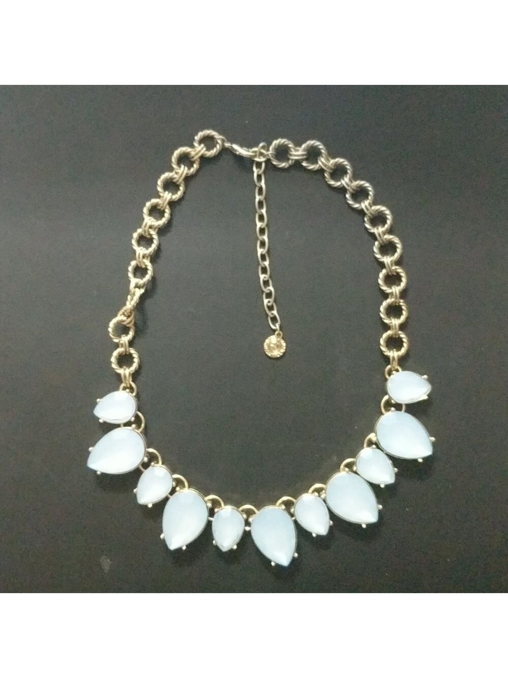 RJ Graziano Gold Tone Blue Crystal Statement Necklace